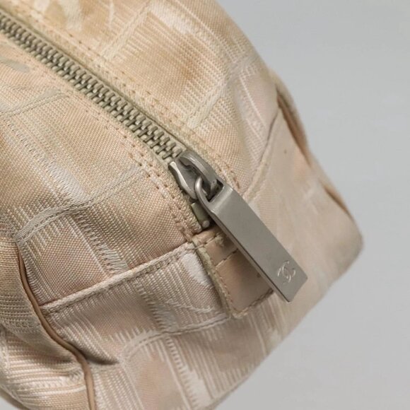 CHANEL New Travel Line Hand Bag Nylon Beige Silver CC Auth bs29078 - Picture 12 of 15